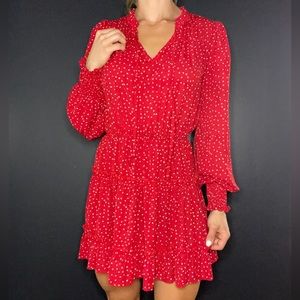 Red Long Sleeve Sun Dress - Bridal Shower Baby Shower Outfit